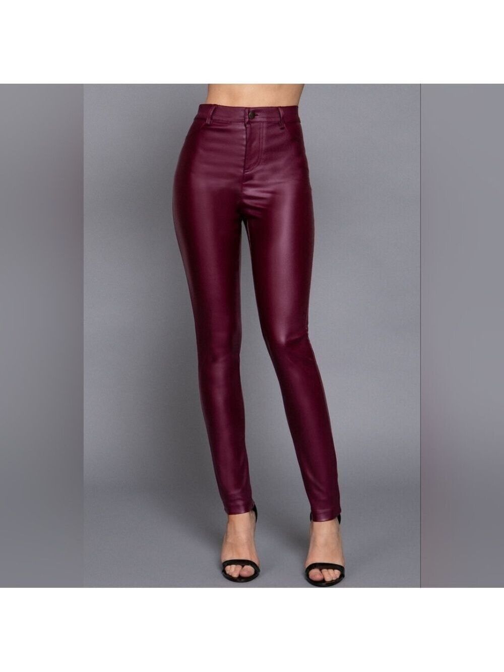 Faux Leather Maroon Skinny Pants NWT